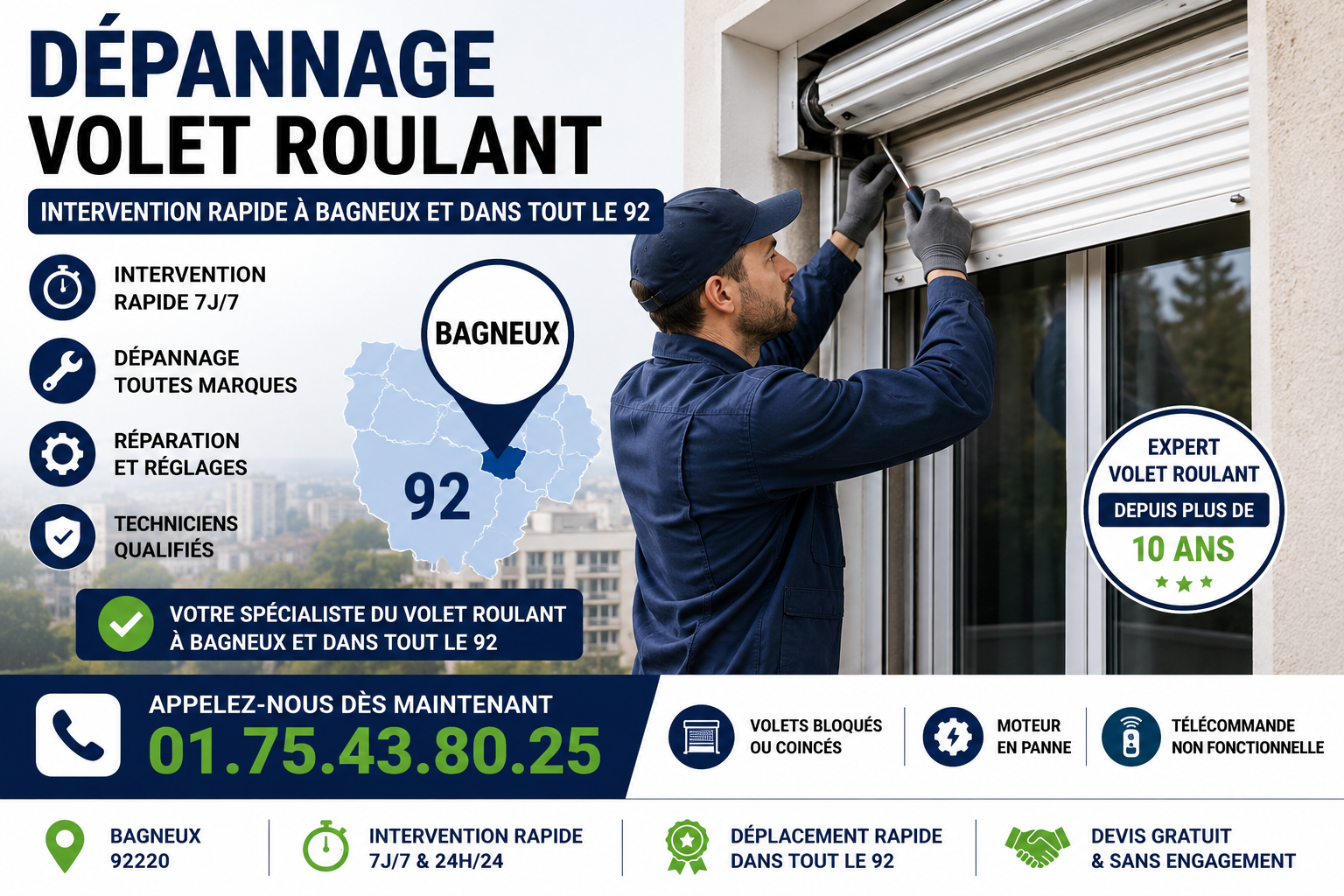 Déblocage volet roulant Bagneux - guides latéraux